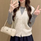 襟ラインチルデン風ニットベスト レディース トップス | Doux Belle | 詳細画像5