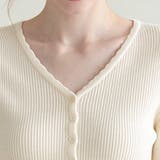 Vネックフロントボタンリブ切り替え長袖ニットプルオーバー レディース トップス | Doux Belle | 詳細画像14