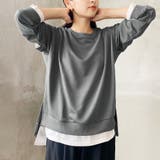 トレーナー レディース 長袖 ゆったり レイヤード風 モックネット | Doux Belle  | 詳細画像15 