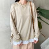 トレーナー レディース 長袖 ゆったり レイヤード風 モックネット | Doux Belle  | 詳細画像6 