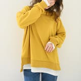 イェロー | トレーナー レディース 長袖 ゆったり レイヤード風 モックネット | Doux Belle 