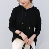 ブラック | パーカー レディース 薄手 スウェット プルオーバー フード付き | Doux Belle 