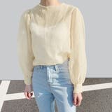 ベージュ | シースルートップス シアーシャツ ブラウス | Doux Belle