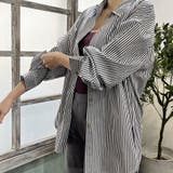 ブラック | ストライプシャツ ロングシャツ シャツ | Doux Belle 