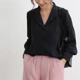 ブラック | シャツ レディース トップス 長袖 ブラウス オーペンカラー | Doux Belle 