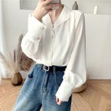 ホワイト | シャツ レディース トップス 長袖 ブラウス オーペンカラー | Doux Belle 