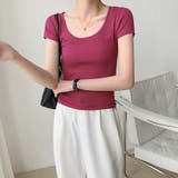 トップス Ｔシャツ レディース カットソー スクエアネック カジュアル | Doux Belle  | 詳細画像36 