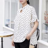 フリル袖ドット柄ブラウス | Doux Belle  | 詳細画像1 