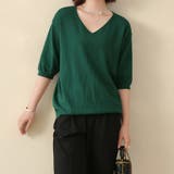 グリーン | サマーニット レディース 半袖 | Doux Belle 