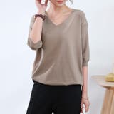 グレージュ | サマーニット レディース 半袖 | Doux Belle 