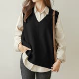 ブラック | Vネックノースリーブニットベスト | Doux Belle 
