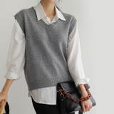 グレー | Vネックノースリーブニットベスト | Doux Belle 
