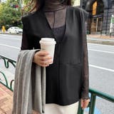 ブラック | トップス ベスト Vネックプルオーバーベスト サイドスリット | Doux Belle 