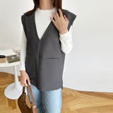 カーボングレー | トップス ベスト Vネックプルオーバーベスト サイドスリット | Doux Belle 