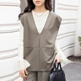 グレージュ | Vネック トップス ベスト | Doux Belle