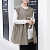 ペプラムシルエット ボタン付き ラウンドネック | Doux Belle  | 詳細画像1 