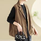 カーキ | テーラード風ベスト | Doux Belle 