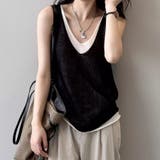 ブラック | Vネックノースリーブニットトップス レディース トップス | Doux Belle 