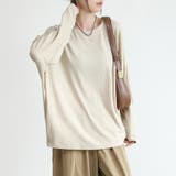 ベージュ | オーバーサイズ トップス カットソー 長袖 ロングT モモンガ風 | Doux Belle