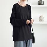 ブラック | オーバーサイズ トップス カットソー 長袖 ロングT モモンガ風 | Doux Belle