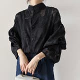 ブラック | ベルスリーブシアーブラウス | Doux Belle 