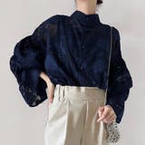 ブルー | ベルスリーブシアーブラウス | Doux Belle 