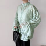 ライトグリーン | ベルスリーブシアーブラウス | Doux Belle 