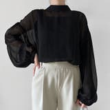 ブラック | シアーパフブラウス | Doux Belle 