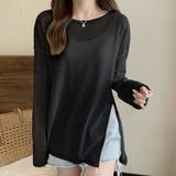 TYPE1ブラック | 2typeラウンドネックシアートップス | Doux Belle 