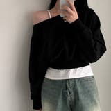 ブラック | フショルニットトップス | Doux Belle 