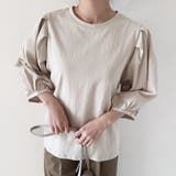 コットン素材シンプルボリュームスリーブカットソー | Doux Belle  | 詳細画像1 