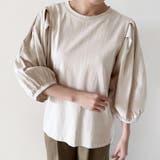 ベージュ | コットン素材シンプルボリュームスリーブカットソー | Doux Belle 