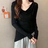 ブラック | アシメトリーカットソー | Doux Belle 