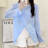 ブルー | 前後2way仕様ラウンドネックシアーカットソー | Doux Belle 