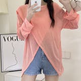 コーラル | 前後2way仕様ラウンドネックシアーカットソー | Doux Belle 