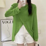 グリーン | 前後2way仕様ラウンドネックシアーカットソー | Doux Belle 