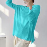 ブルーグリーン | 前後2way仕様ラウンドネックシアーカットソー | Doux Belle 