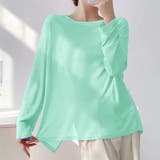 ミント | 前後2way仕様ラウンドネックシアーカットソー | Doux Belle 