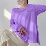 パープル | 前後2way仕様ラウンドネックシアーカットソー | Doux Belle 