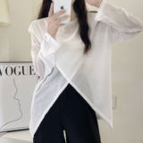 ホワイト | 前後2way仕様ラウンドネックシアーカットソー | Doux Belle 