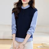 シャツ切替デザインニットトップス | Doux Belle  | 詳細画像6 