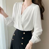 ホワイト | ドレープデザインブラウス | Doux Belle 