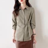 グレージュ | ウエストマークストライプシャツ | Doux Belle 