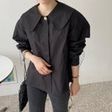 ブラック | 丸襟プリーツブラウス | Doux Belle 