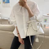 ホワイト | 丸襟プリーツブラウス | Doux Belle 