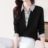 ストライプシャツ×プルオーバードッキングトップス | Doux Belle  | 詳細画像10 