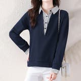 ストライプシャツ×プルオーバードッキングトップス | Doux Belle  | 詳細画像2 