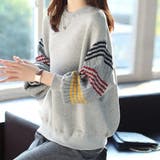 配色ライン×ギャザー袖スウェット | Doux Belle  | 詳細画像3 