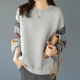 配色ライン×ギャザー袖スウェット | Doux Belle  | 詳細画像7 