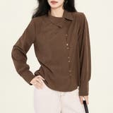 コーヒー | アシメボタン×バックタックブラウス | Doux Belle 